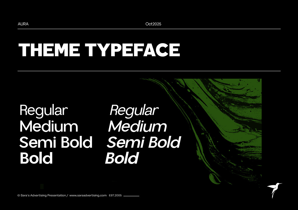 Type weights and italic styles