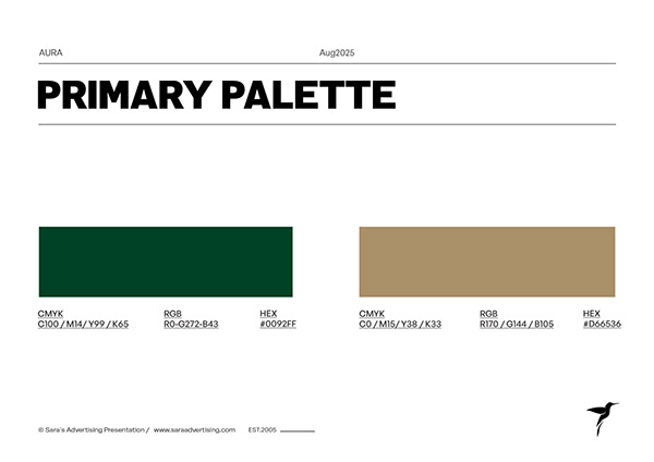Aura Primary green and gold palette
