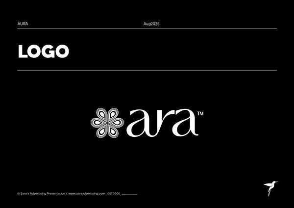 Aura White logo on black