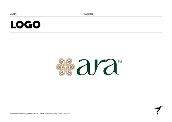 Aura Green and gold identity lockup