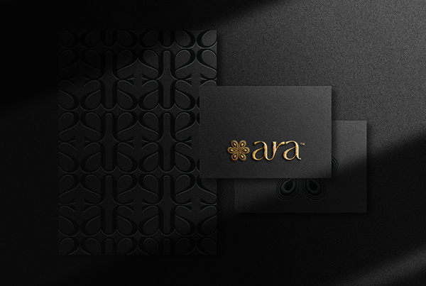 Aura Black embossed identity application